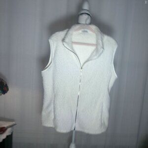 FINWANLO Sleeveless Lightweight Fuzzy White Vest XXL